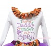 Halloween White Tank Top Witch Pumpkin Ghost Lacing & Sparkle Rhinestone I Have Daddy Under My Spell Print TB1320
